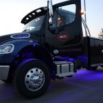 Open door of towing truck